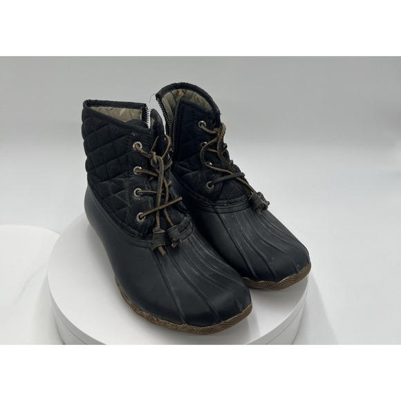 Sperry Shoes - Sperry Waterproof Duck Boots Womens Size 7.5 M Black Rubber Lace Up Zip STS94063